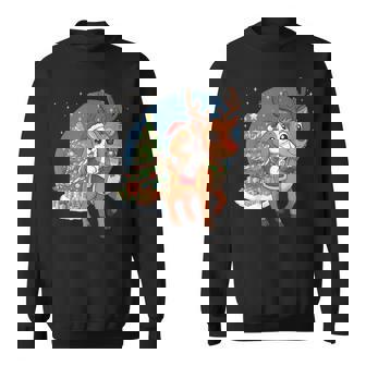 Beagle Puppy Dog Santa Claus Riding Reindeer Christmas Sweatshirt - Monsterry