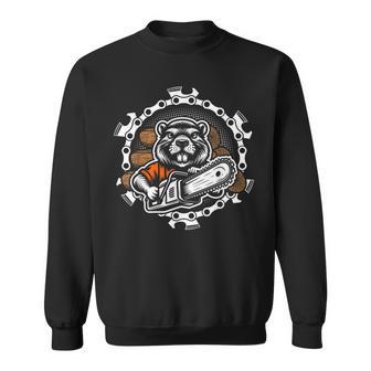 Beaver Lumberjack Forest Worker Chainsaw Wood Sweatshirt - Seseable