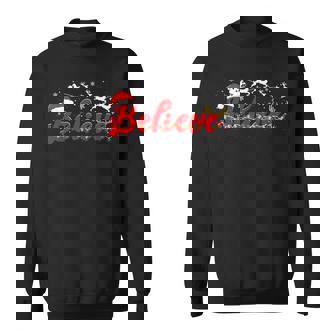 Believe Christmas Santa Claus Reindeer Candy Cane Xmas Sweatshirt - Thegiftio