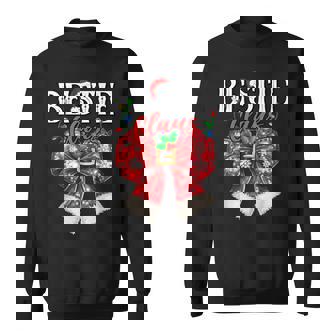 Bestie Claus Best Friend Couples Coquette Bow Xmas Lights Sweatshirt - Thegiftio