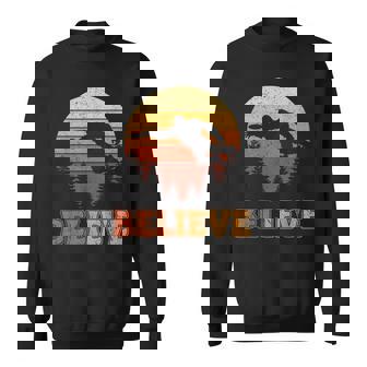 Bigfoot Believe Disc Golf Retro Sunset Vintage Flying Disc Sweatshirt Unisex | Mazezy