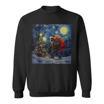 Bigfoot Santa Christmas Starry Night Sasquatch Van Gogh Sweatshirt - Thegiftio UK