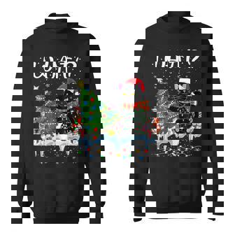 Black Cat Pushing Christmas Tree Over Cat What Xmas Sweatshirt - Thegiftio