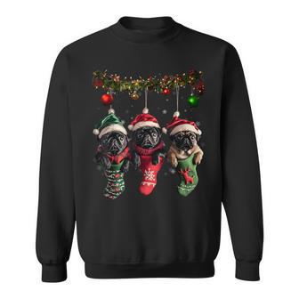 Black Pug Christmas Lights Xmas Dog Lover Sweatshirt | Mazezy