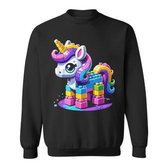 Block Building Unicorn Lover Master Builder Bricks Sweatshirt - Thegiftio