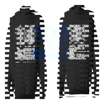 Blue Floral 100 Days Of School Apple Chinoiserie Teacher Sweatshirt Unisex | Mazezy