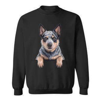 Blue Heeler Peeking Australian Cattle Dog Lover Sweatshirt - Thegiftio