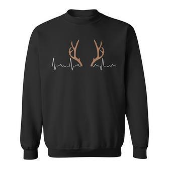 Bois De Cerf De Chasse Avec Battement De Cœur Cadeau Pour Chasseur De Cerf Sweater e - Cadeauxyz