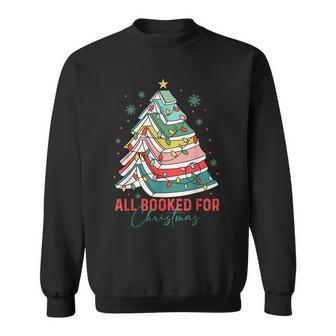 All Booked For Christmas Book Lovers Xmas Tree Lights Sweatshirt - Thegiftio UK