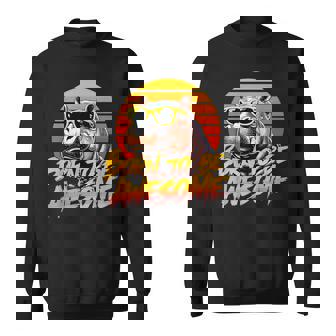 Born To Be Awesome Hippo Sunglass Retro Sunset Hippopotamus Sweatshirt | Seseable FR