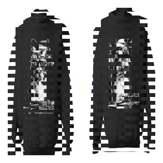 Boston Terrier Dj With Sunglasses Santa Dog Christmas Music Sweatshirt | Mazezy