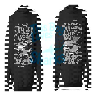 This Boy Loves Sharks Kids Ocean Animal Enthusiast Apparel Sweatshirt Unisex | Mazezy