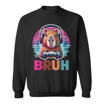 Bruh Vintage Gaming Game Capybara Boy Sweatshirt - Thegiftio UK
