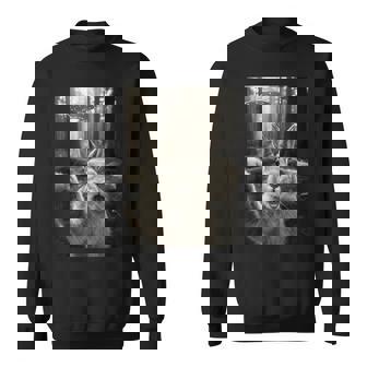 Bunny Taking Selfie In a Forest With UFO Alien Meme Art Sweatshirt Unisex | Mazezy