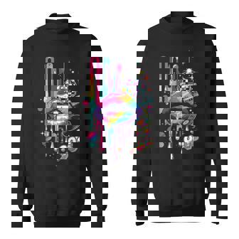 Bunte 90S Lippen Retro Disco Kassetteninyl Party Sweatshirt - Geschenkecke