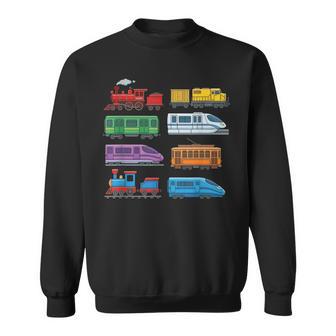 Bunte Eisenbahn Züge Lokomotiven Retro Modern Kinder Sweatshirt - Geschenkecke