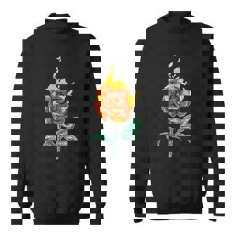 Burning Flower Hand Drawn Sketch Illustration Rock Style Tee Sweatshirt Unisex | Mazezy