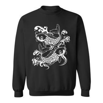 Cadeaux De L'étang Koi Traditionnel Japonais Koi Pond Adulte Noir -Mall Manche Courte Coupe Classique Col En U Traditionnel Japonais Koi Sweater e - Cadeauxyz