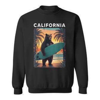 California Cool Republic Bear Surfing Beach California Retro Sweatshirt - Monsterry