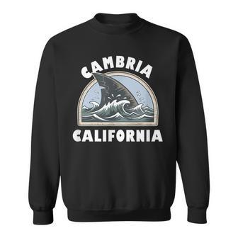 Cambria California Swimming Shark Fin Vacation Souvenir Sweatshirt Unisex | Mazezy
