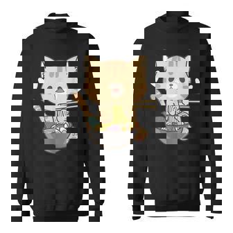 Camisa Ramen Kawaii Japonés Lindo Gato Comiendo Ramen Fideos Camisa de entrenamiento - Regaloses