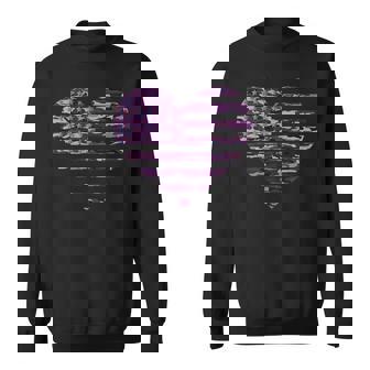 Camo American Flag Heart Camouflage Tactical Purple Military Sweatshirt | Mazezy