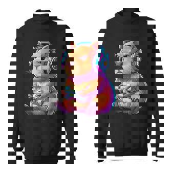 Capybara Gamer Cute Video Game Capybara Animal Sweatshirt Unisex | Mazezy