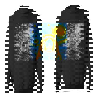 Capybara Starry Night Expressionist Art Style Sweatshirt Unisex | Mazezy