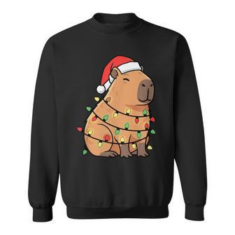 Capybara Wrapped In Christmas Lights String Sweatshirt - Thegiftio UK