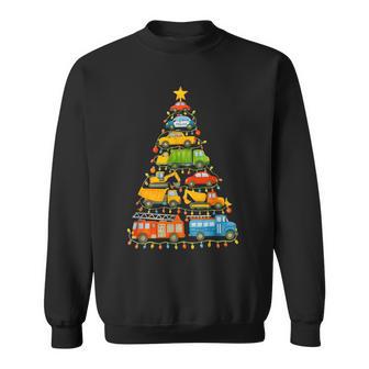 Cars Christmas Tree Firetruck Police Vehicle Xmas Cute Boys Sweatshirt - Thegiftio UK