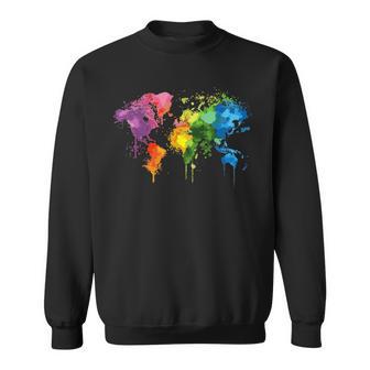 Carte Du Monde Colorée Rétro Cadeau Graphique Cool Amour Sweater e - Cadeauxyz