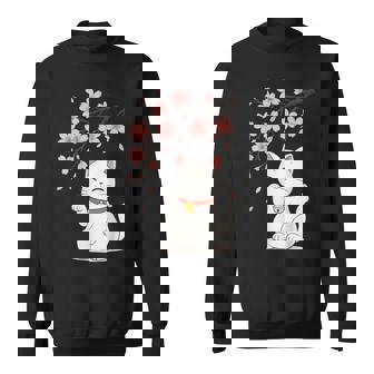 Cat Cherry Blossom Japan Anime Sweatshirt | Seseable FR