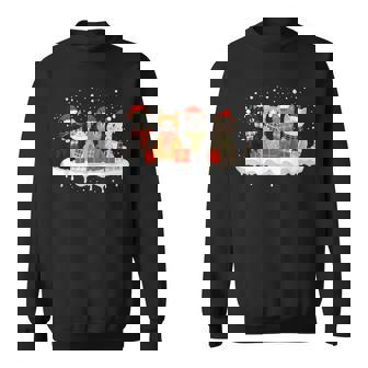 Cat Christmas Light Reindeer Santa Christmas Cat Lover Xmas Sweatshirt - Monsterry