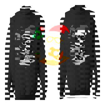 Cat Playing Guitar Sunglasses Santa Hat Christmas Rock Sweatshirt Unisex | Mazezy
