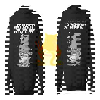 Cat Ramen Bowl Sit Happens Orange Chubby Tabby Humor Sweatshirt Unisex | Mazezy