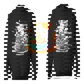 Cat Ramen Noodles Anime Kawaii Japanese Cat Sweatshirt | Mazezy
