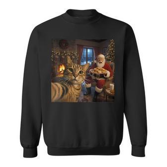 Cat Selfie With Santa Claus Christmas Meme Sweatshirt - Thegiftio UK