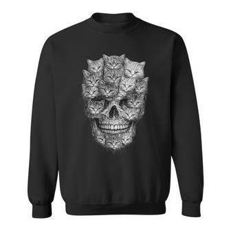 Cat Skull Made Of Cats Gothic Kitty Skeleton Dark Aesthetic Sweatshirt | Seseable FR