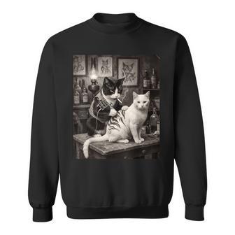 Cat Smoking Tattoo Vintage Inked Kitty Artist Meme Sweatshirt | Seseable CA