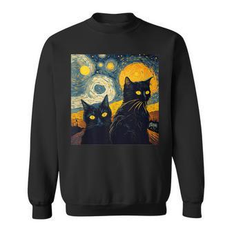 Catsan Gogh Amante De Los Gatos Diseño De Gato In Mangas Camisa de entrenamiento - Regaloses