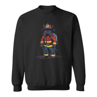 Chat Pompier Cool Pour Les Amateurs De Flammes Et De Pompiers Sweater e - Cadeauxyz