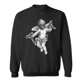Cherub Angel Gangster Uzi Blackwork Sweatshirt - Thegiftio UK