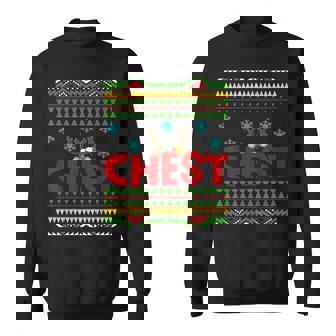 Chest Holiday Reindeer Antlers Christmas Pun Joke Humor Sweatshirt Unisex | Mazezy