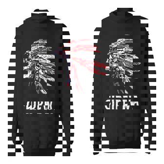 Chippewa ネイティブアメリカン アメリカ国旗 スカルヘッドレス 長袖tシャツ スウェットシャツ - Kawaiitshirt