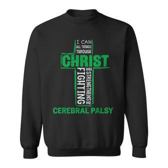 Christ Cerebral Palsy Cp Awareness Religious Green Ribbon Sweatshirt - Thegiftio UK