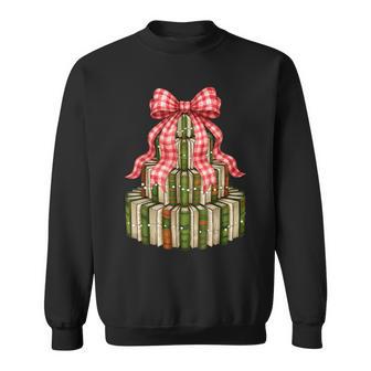 Christmas Book Tree Teachers Retro Christmas Santa Xmas Sweatshirt - Thegiftio UK