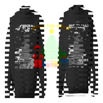 Christmas Building Bricks Brick The Halls Block Builder Sweatshirt | Mazezy