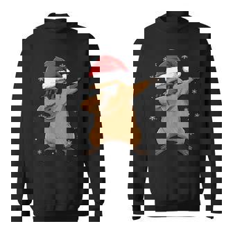 Christmas Capybara Santa Hat Dabbing Xmas Lights Capybara Sweatshirt - Monsterry