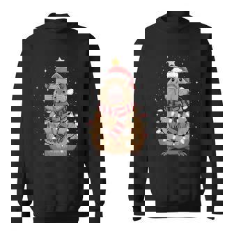 Christmas Capybara With Santa Hat Xmas Lights Tree Sweatshirt - Monsterry