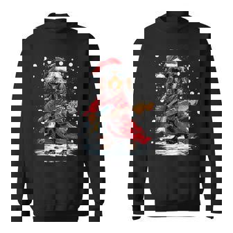 Christmas Dachshund Playing Guitar Musician Wiener Dog Sweatshirt - Thegiftio